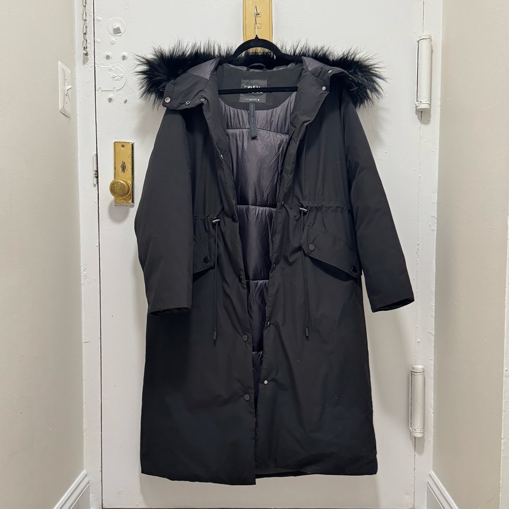 Zara oversized parka full length padded puffer coat in black